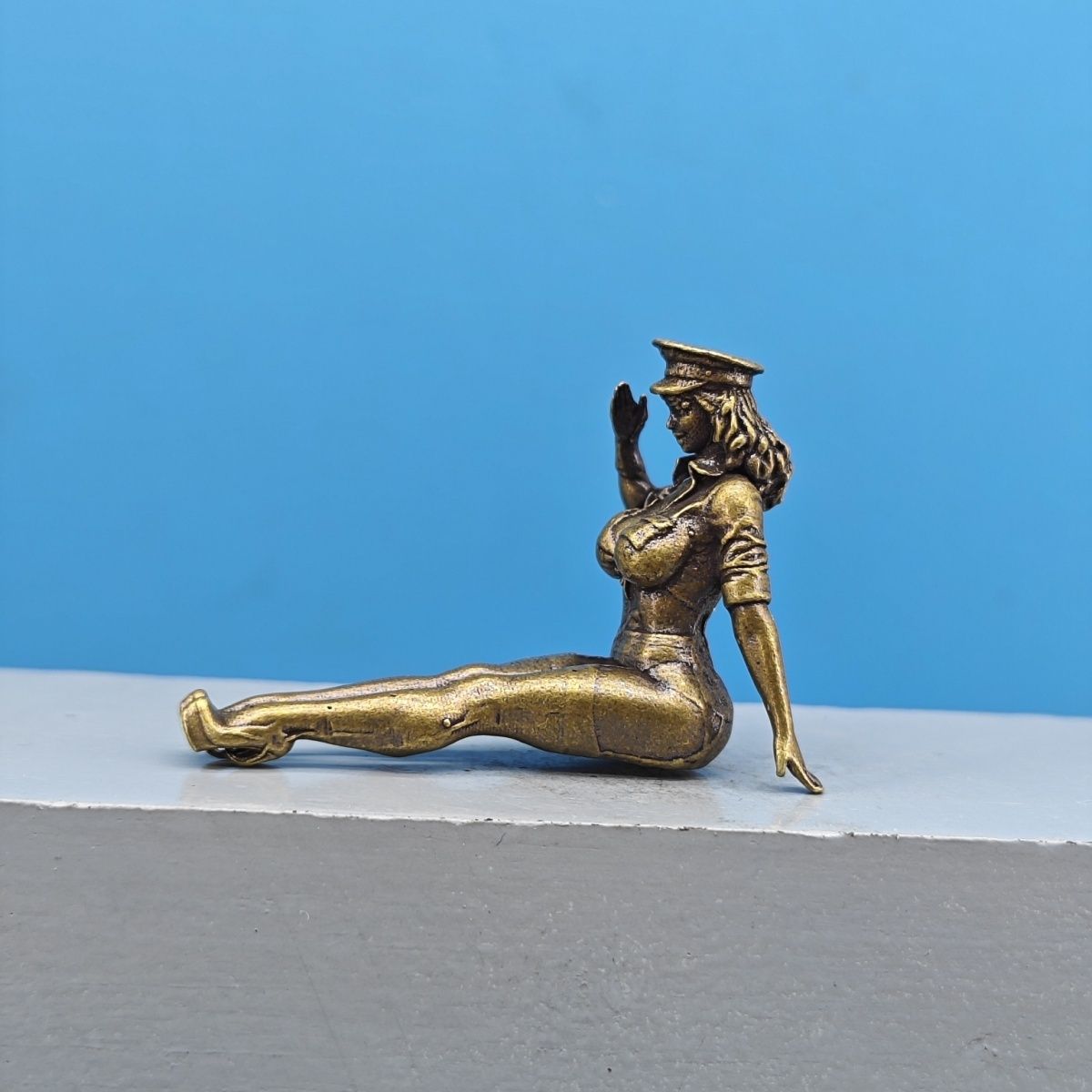 Vintage Collectible Ornaments - Solid Brass Miniature Girl Figurine Retro
