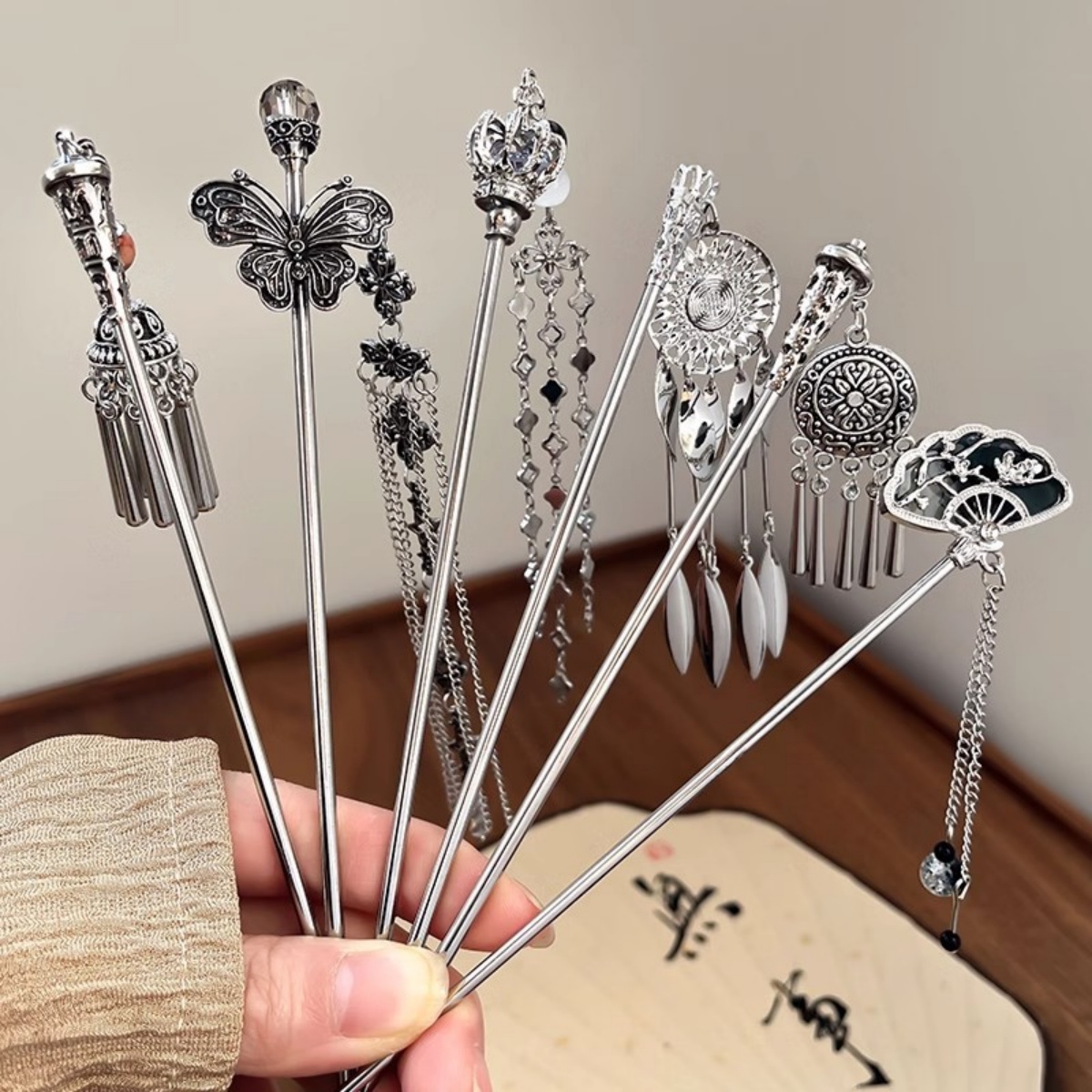 Vintage Items - Elegant Women's Hairpin Antique Silver Butterfly