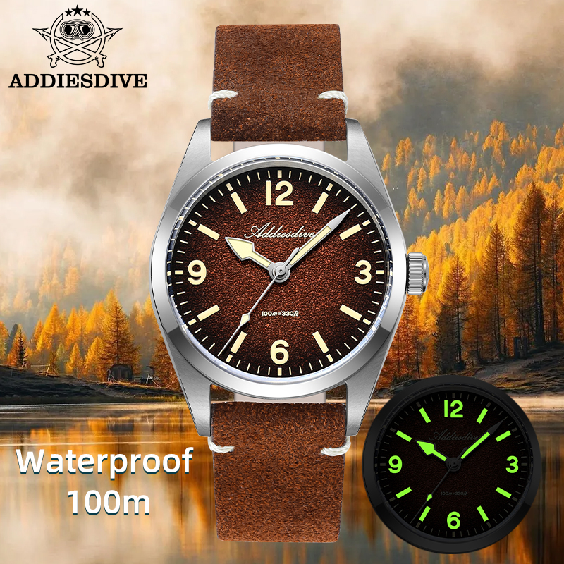 Vintage Watch Crystal - ADDIESDIVE Japan 2035 Super Luminous Leather