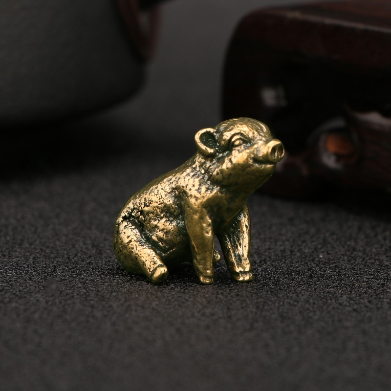 Vintage Collectible Ornaments - Retro Chinese Zodiac Pig Archaized Antiqued