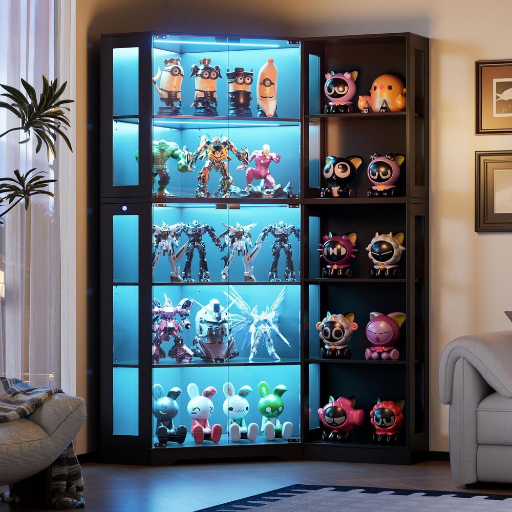 Black Glass Display Cabinet wi - Collectible & Vintage Dolls For Wedding recensione e prezzo