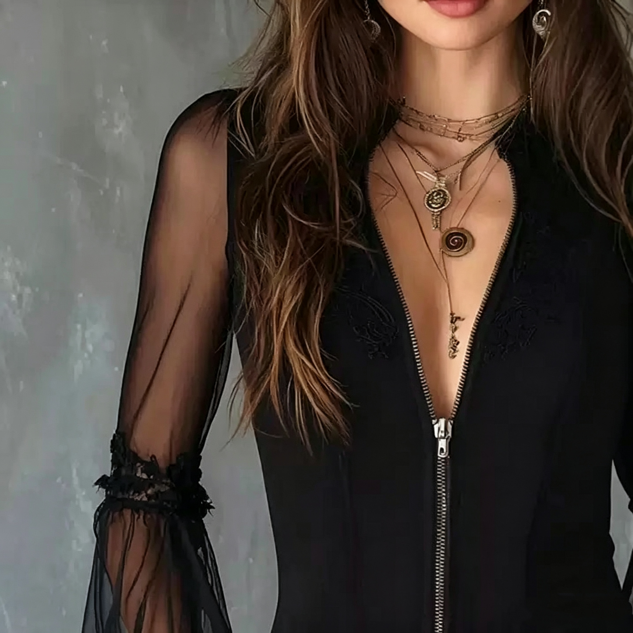 Ladies Black round Neck Long S - Vintage Zipper recensione e prezzo