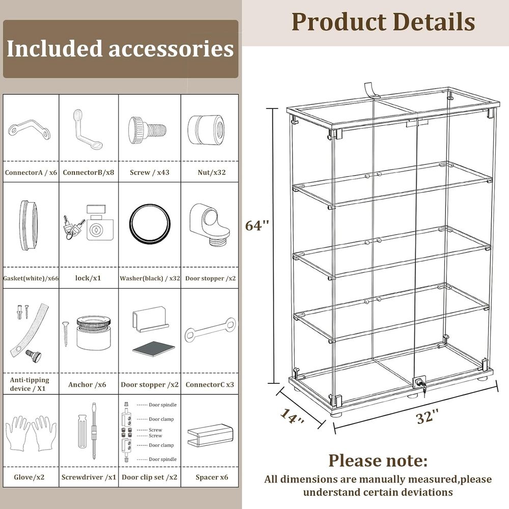 4-Tier Tempered Glass Curio Ca - Collectible & Vintage Dolls For Wedding recensione e prezzo